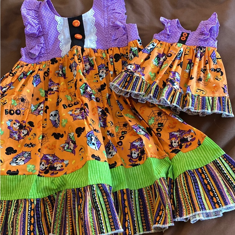 Disney Halloween Twirl dress. Handmade. Sz 5/6 with doll match